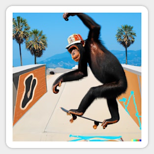 Chimp Skateboarding at Venice Beach Sticker